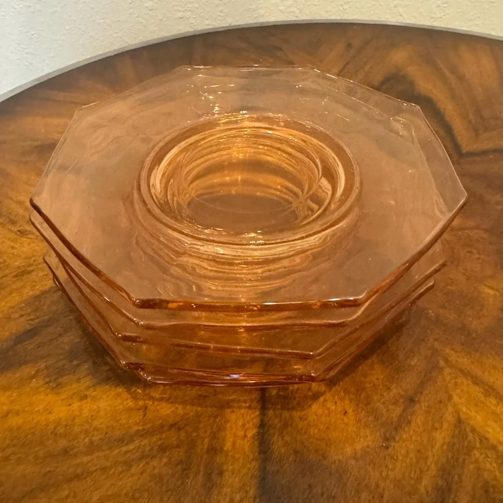 Haisey Pink Flamingo Depression Glass plates 5 8 in  and 5 6 inch beautiful set - Picture 5 of 10